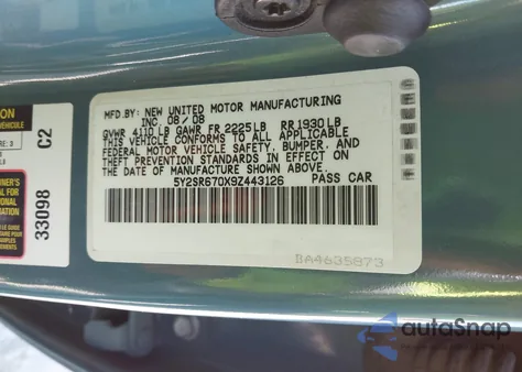 2009 Pontiac Vibe Gt из США, поврежденный, VIN 5Y2SR670X9Z443126